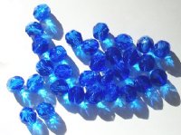 25 8mm Faceted Sapphire Firepolish Beads